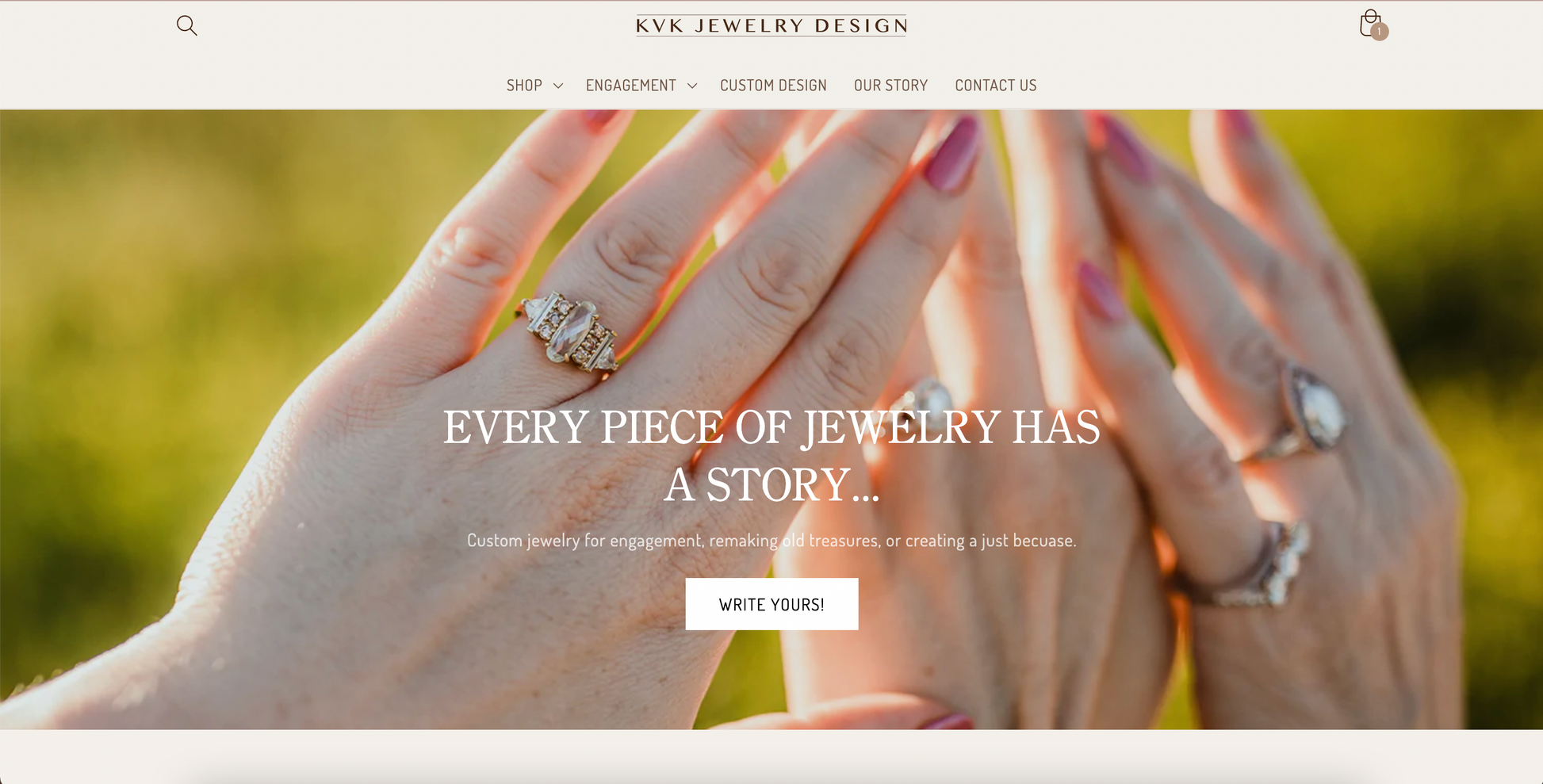 Custom jewelry featured products for KVK Jewelry Design-a website designed by 29TH DESIGN